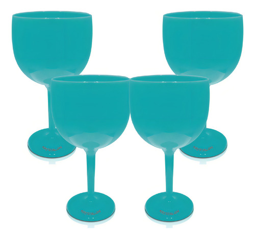 Kit 4 Taças Gin Azul Tiffany Acrílico Poliestireno