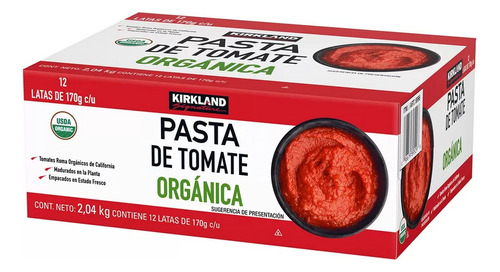 Pasta De Tomate Organica Kirkland 12 Piezas De 170g C/u
