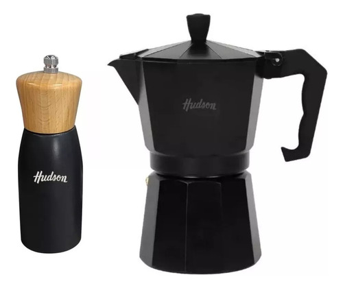 Set Molinillo 15cm Cafetera 6 Tazas Black Hudson 