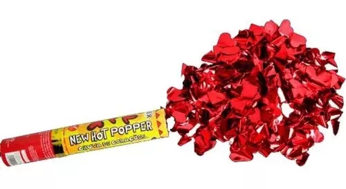 Lança Confetes Explode Coração Vermelho Metalizado Popper - 1230-H