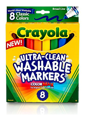 Marcador Crayola, Lavável, Ponta Larga, Cores Clássicas, Pa