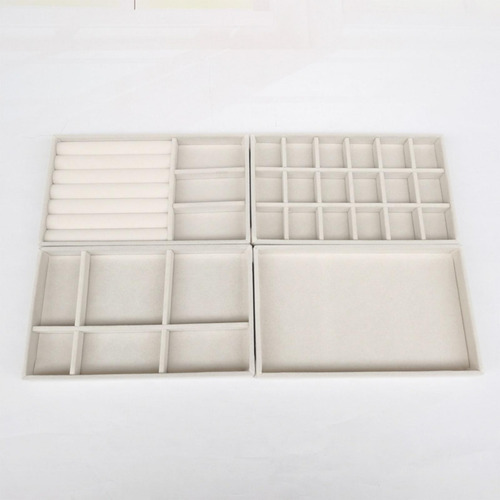 4 Bandejas Apilables Para Joyería, Organizador Beige