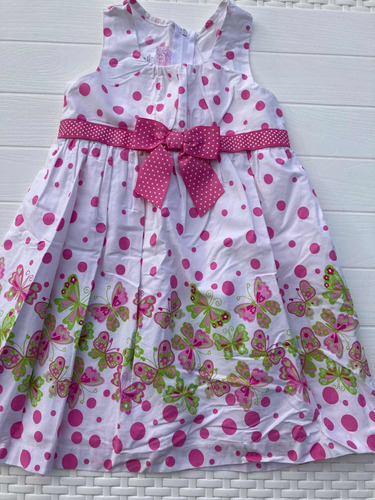 Vestido Infantil Niña Rosa Y Blanco Estampado T3 Impecable