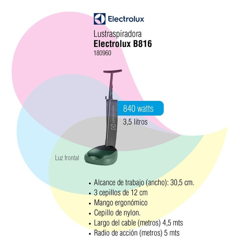 Imagen 2 de 8 de Lustraspiradora Electrolux B816 840w Con Luz
