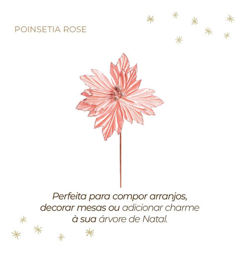 Flor Cabo Curto Rosa Natal Decoração 30cm