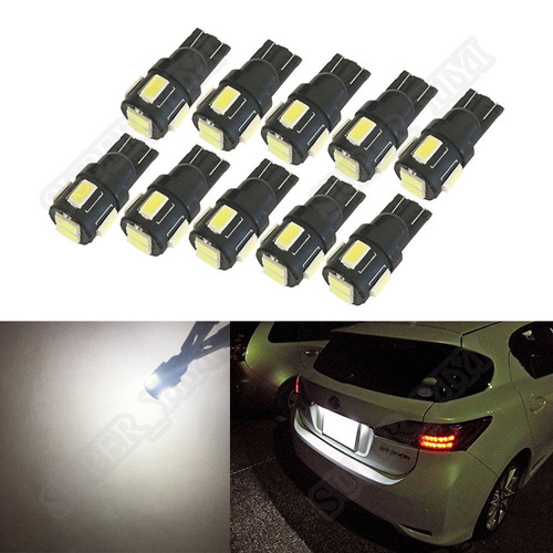 10pcs Puro Blanco T10 (w5w 147 152 168) 6smd 5730 Super Bril