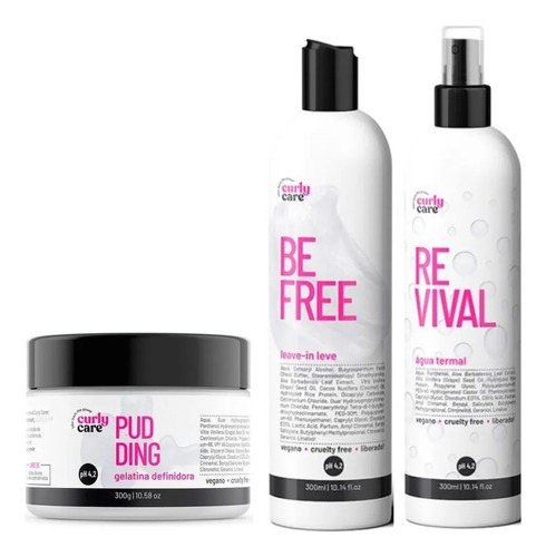 Curly Care Kit Leave-in Leve, Agua Termal Pudding Gelatina