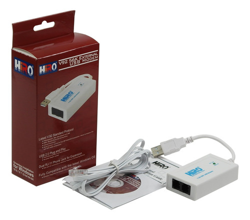 Módem De Internet Dial Up Externo Usb Hiro V92 56k Con