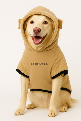 Buzo Para Perro Con Capucha - Abrigo Corderito Para Invierno Beige Talle 1