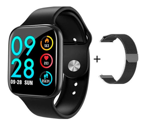 Relógio Inteligente Smartwatch Touch P80 Preto Com 2 Pulseir Desenho da pulseira Liso