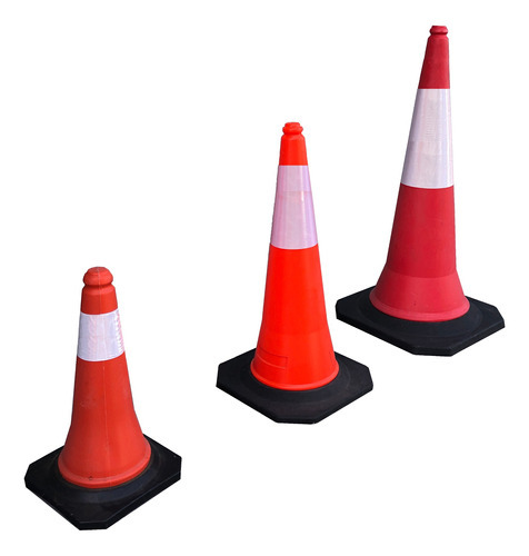 Imagen 2 de 3 de Cono Vial Naranja Reflectivo Base Goma Pesada Apilable 50cm