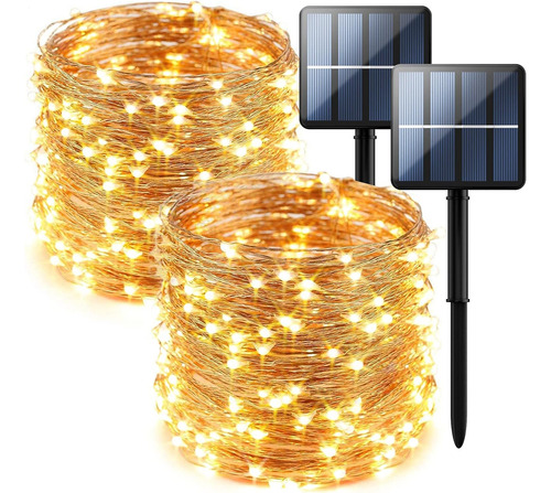 2-pack 200 Led Solar Fairy Lights Al Aire Libre, Mejorada...