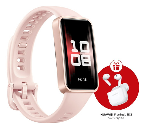 Huawei Smartwatch Band 9, Amoled 1.47, Batería Hasta 14 Días Caja Rosa Malla Blanco Bisel Dorado Diseño de la malla Fluoroelastómero