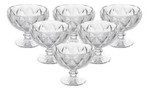 Comprar Jogo Kit 6 Taças Sobremesa Vidro Transparente Diamante Diamond Sorvete Doces Frutas