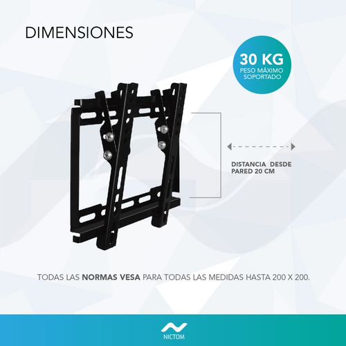 Soporte Nictom Sp02 De Pared Para Tv/monitor De 14 A 42 Color Negro