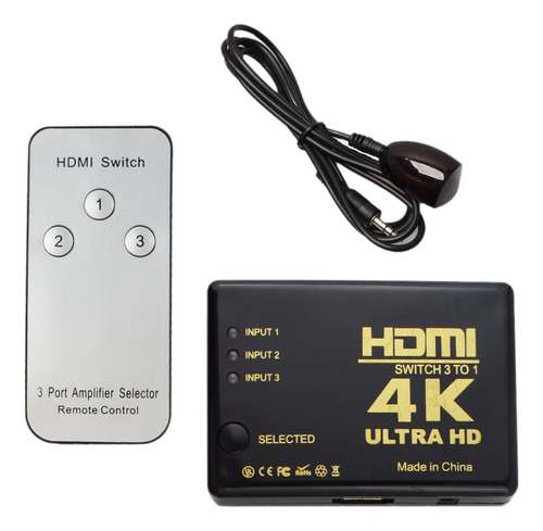 Conmutador Ultra Hd 4k X 2k 3x1, 3 Puertos, Selector 3d 108