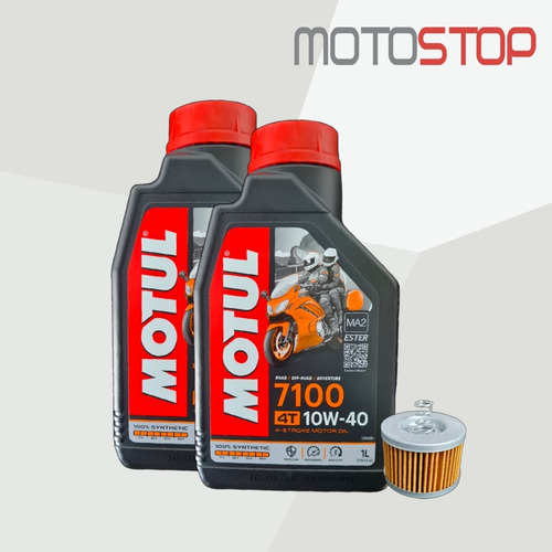 Imagen 2 de 5 de Aceite Motul 10w40 100% Sintético 2l + Filtro Yamaha Fz 16