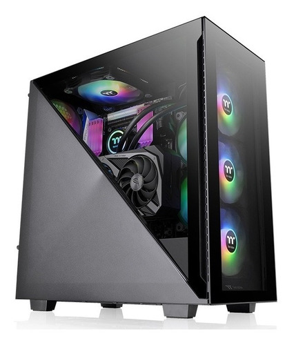 Gabinete Gamer Thermaltake Divider 300tg X3 Fan Argb Negro