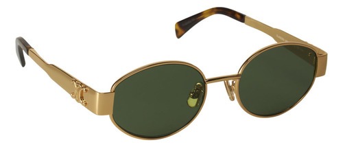 Lentes de Sol Celine Modelo Triomphe Metal 01 Cl40235u Dorado Negro Oval Shape Clasico