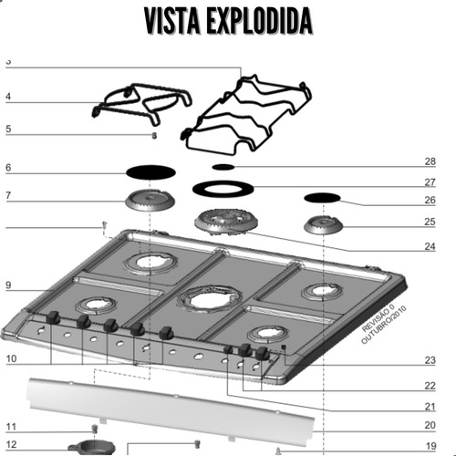 Grade Grelha Central Da Mesa Fogão Electrolux 76stb 76dtb