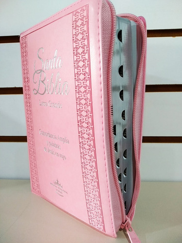 Biblia Rvr1960 Let Grande Imit Piel Rosa Claro Cierre/índice