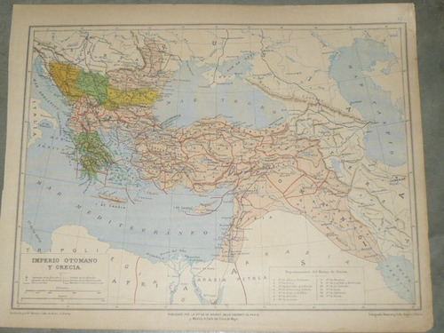 Mapa Antiguo Del Imperio Otomano Y Grecia