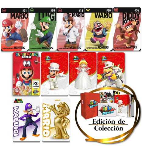 11 Tarjetas Nfc Amiibo - Mario Odyssey + Empaque Oficial