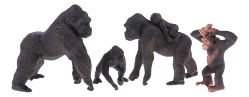 4 Piezas Simulación Gorila Familia Figura Juguete Animal