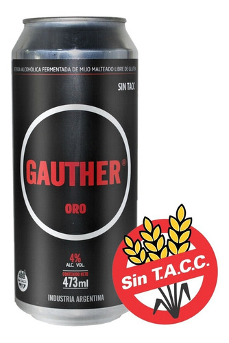 Cerveza Sin Tacc Mijo Gauther Oro American Lager Lata 473cc