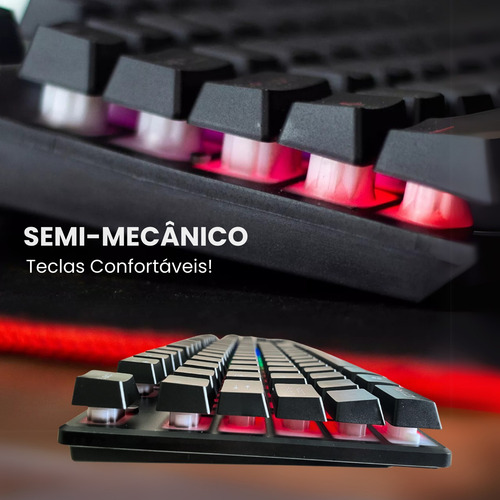Teclado Gamer Semi Mecânico Led Rgb Abnt2 Usb Pc Ps4 Xbox