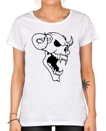 Remera De Mujer Skull Angry Calavera Enojada M2