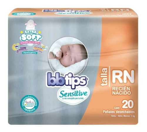 Pañales Bb Tips Sensitive Recién Nacido Unisex 20 Pzas