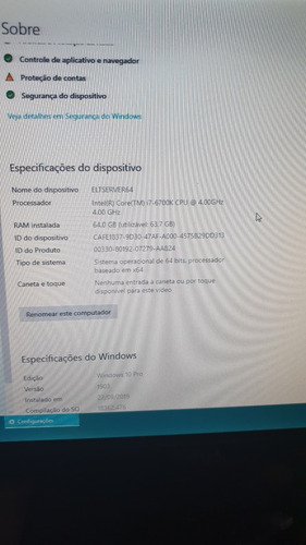 Servidor I7 6700k ( 4 Ghz) - 64 Gigas De Ram