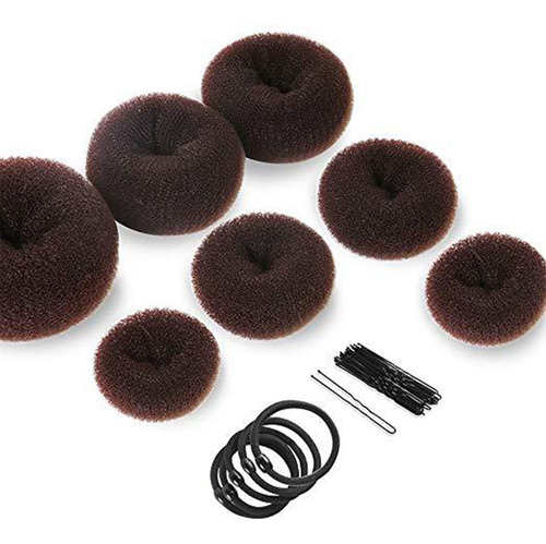 Set Para Hacer Moños 5 Diademas 10 Horquillas 7 Bollos Donut