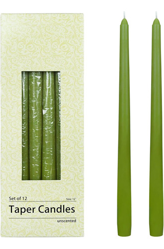 Velas Cónicas Verde Salvia De 12 Pulgadas
