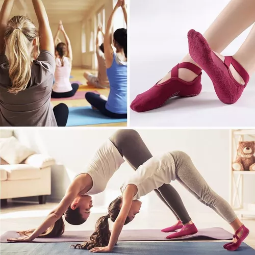 Calcetines antideslizantes para yoga y pilates con correas, calcetines de  estudio para pilates, yoga, ballet, 3 pares -  México