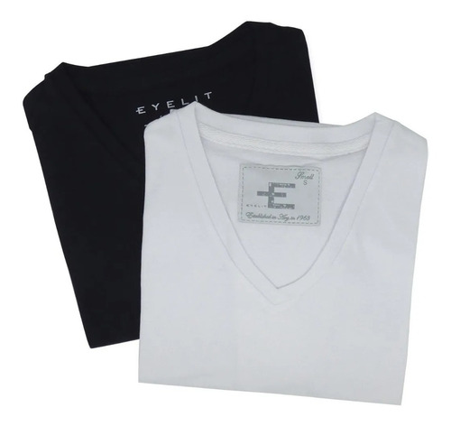 Remera Pack X 2 Eyelit Manga Corta Escote V En Algodón