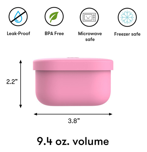 Recipiente De Silicona Color Rosa Para Snacks Tapa Hermetica