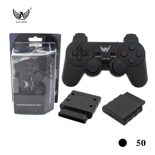 Controle Play 2 Ps2 S/fio Playstation Manete Joystick Promo Cor Preto