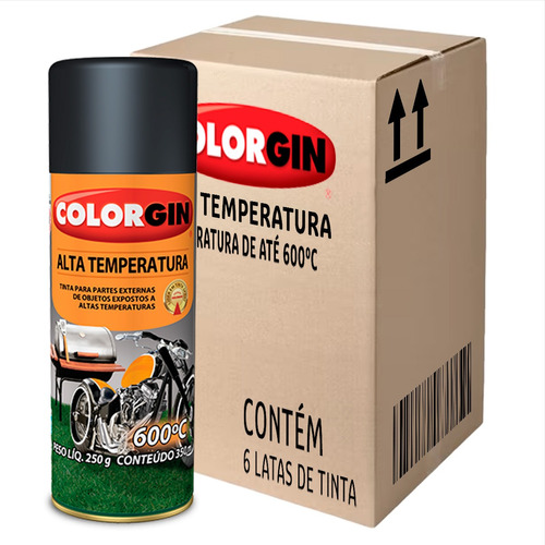 Tinta Spray Alta Temperatura 600 °c Fosco 350ml Kit 6