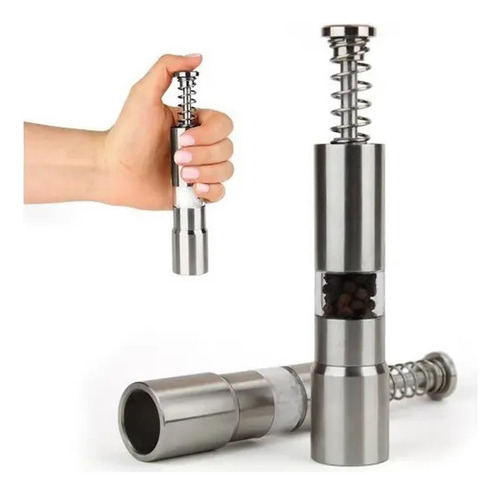 Mini Moedor De Temperos Inox Manual Sal E Pimenta Triturador