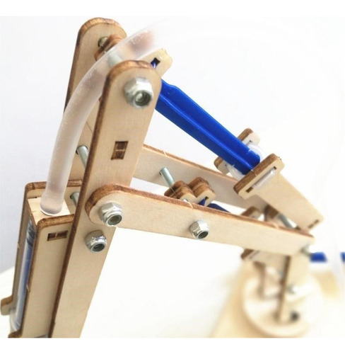 Brazo Robot Garra Hidraulica Madera, Kit De Ciencia Diy Stem
