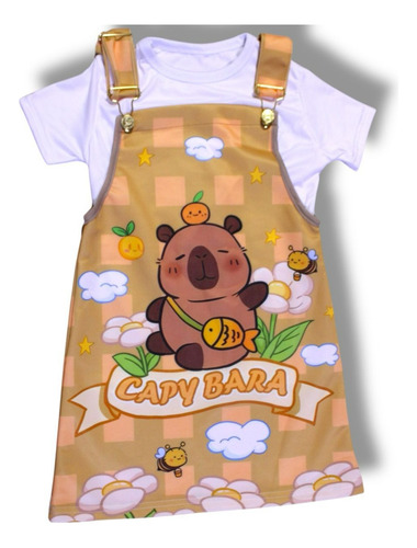 Jumper Para Niña De Capybara Capibara Capi Vestido Y Blusa Cafe Ch(4)
