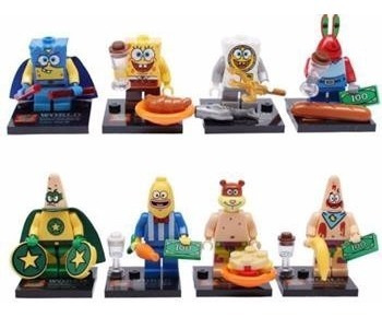 8 Bloco Bonecos De Montar  Bob Esponja = Lego