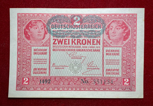 Billete 2 Kronen Austria 1917 Unc Pick 21 A.1 Sin Circular