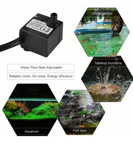 180l/h 2.5w Acuario Sumergible Bomba De Agua Con 4 Luz Led