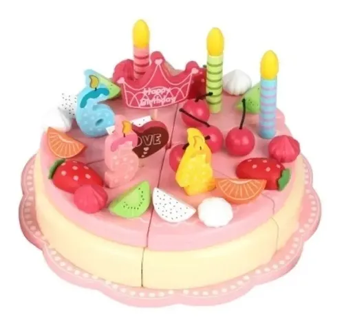 Pastel De Cumpleaños De Madera Para Jugar, Accesorios De Cocina Divertidos Para Niños, Juguete Educativo Y Colorido