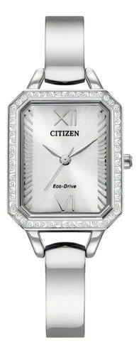 Reloj Citizen Eco-drive Crystal Em0980-50a Time Square Color De La Correa Plateado