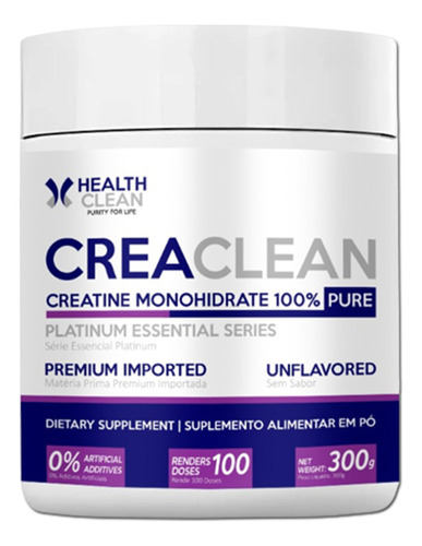 Creaclean Creatina 100% Pure Atp 300g - Health Clean Sabor Sem sabor