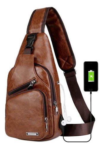 Bolso Bandolera Moderno De Cuero Genuino Para Hombre